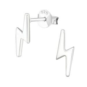 Sterling Silver Minimalist Lightning Bolt Mini Stud Earrings 8mm